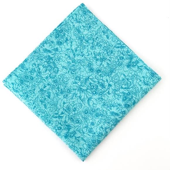 Turquoise Floral Pocket Square Handkerchief